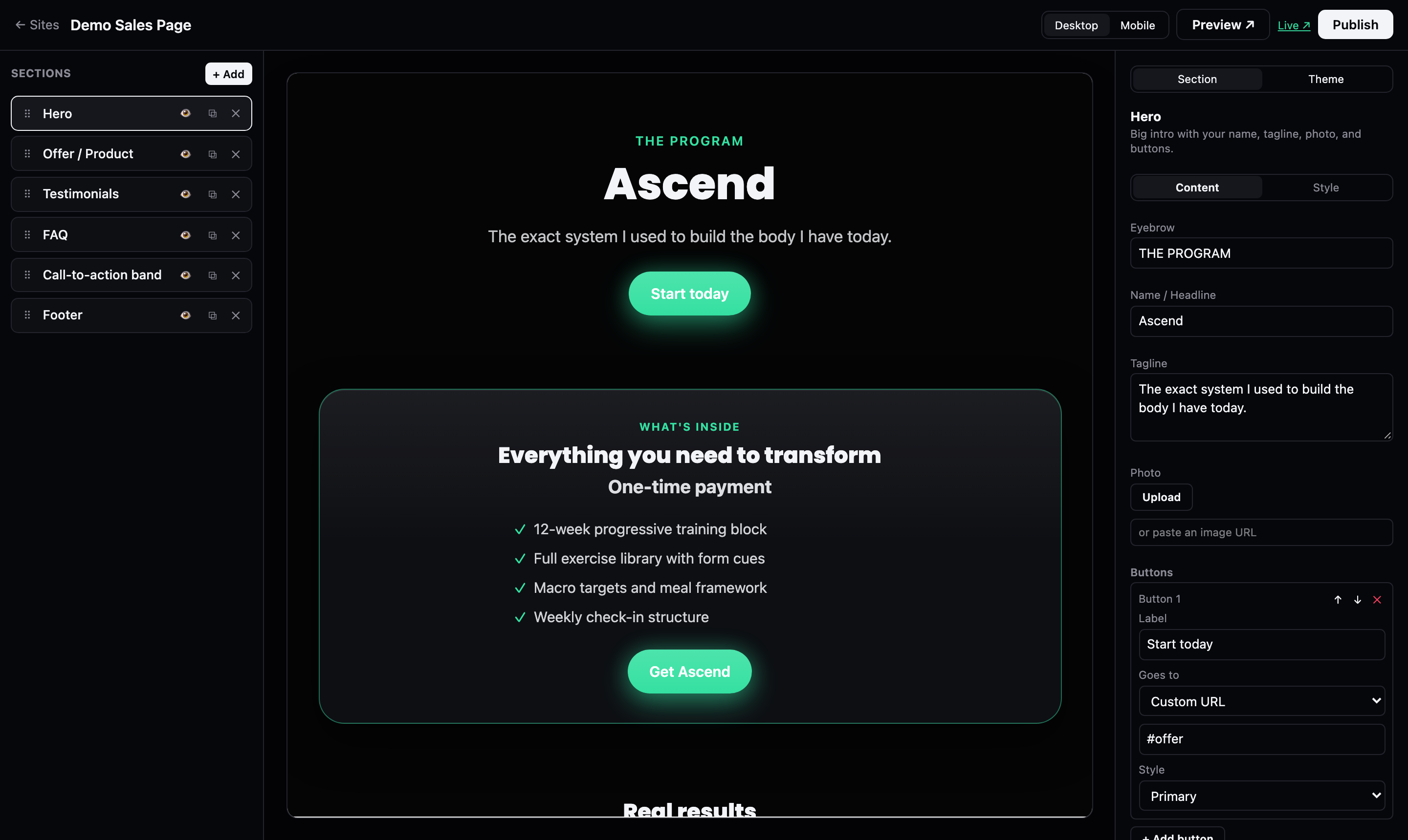 The site editor